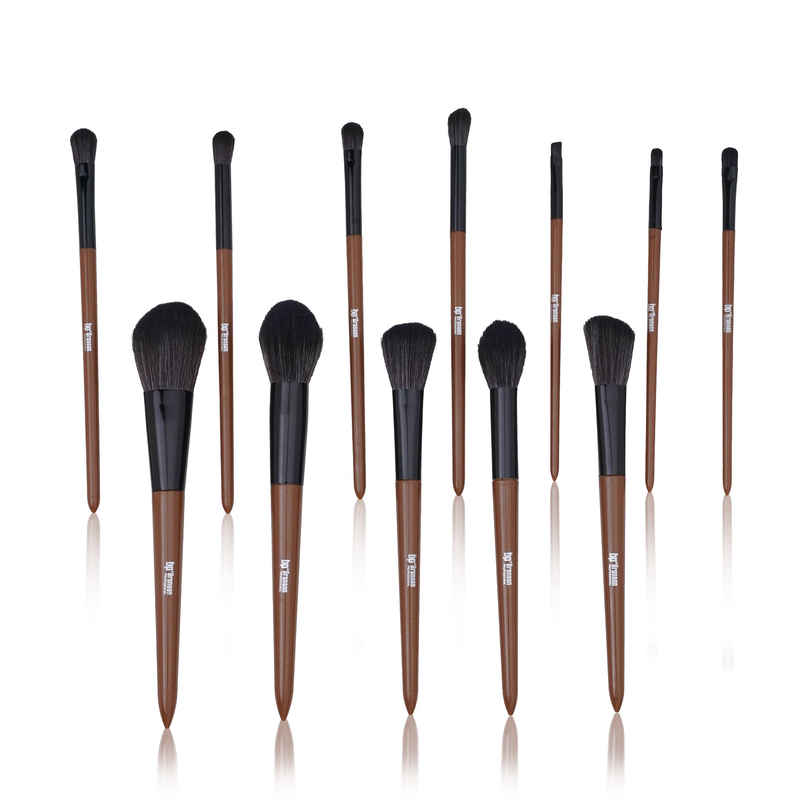 Bronson Professional 12 Pcs Premium Makeup Brush Set For Face & Eye Travel Friendly Brown Handle Bronson Professional 12 Pcs Premium Makeup Brush Set For Face & Eye Travel Friendly Brown Handle