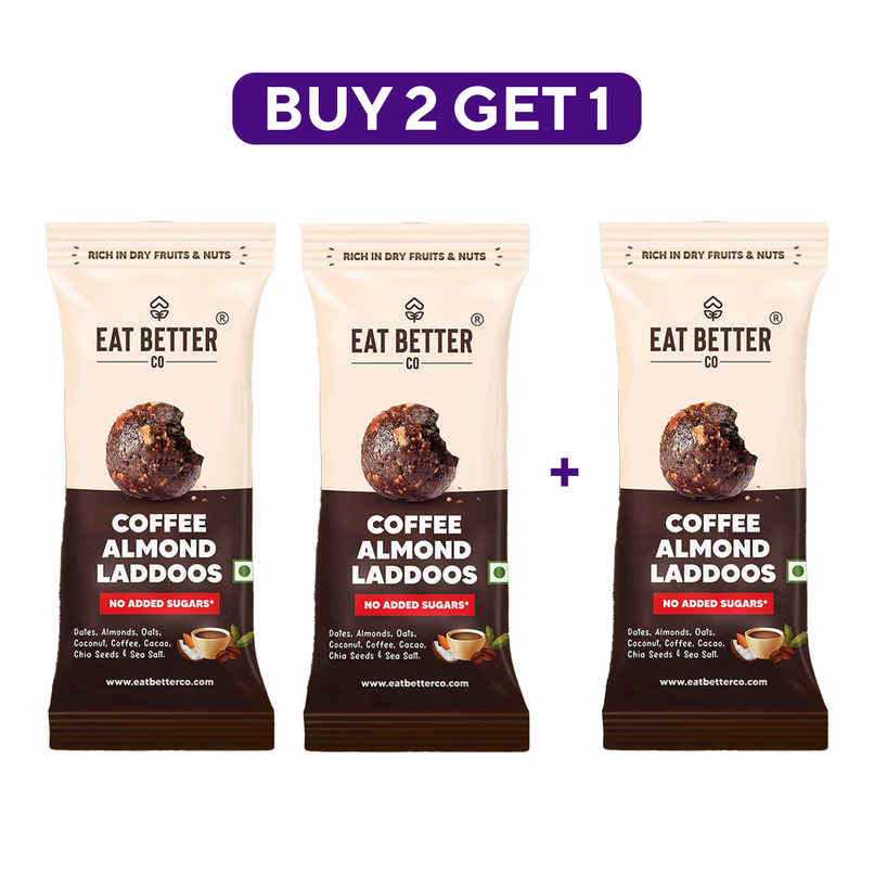 Eat Better Co - Coffee & Almond Laddoos - No Added Sugar - High Protein, Natural Combo