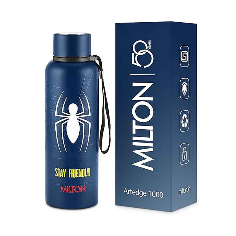 Milton Marvel Artedge Thermosteel Bottle | 1000 ml | Dark Blue | Spider-Man