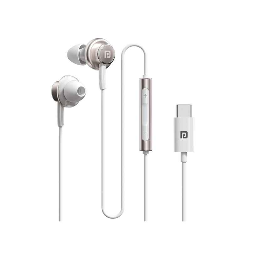 Portronics Conch Sigma C In-Ear Type-C Wired Earphones with In-Line HD Mic, Powerful Audio | White