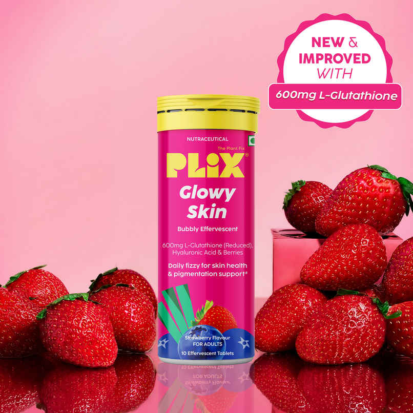 Plix The Plant Fix Glowy Skin Strawberry Flavour Glutathione Effervescent Tablets Plix The Plant Fix Glowy Skin Strawberry Flavour Glutathione Effervescent Tablets