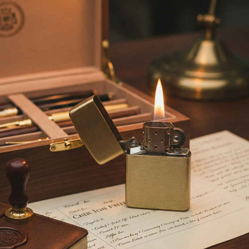 Zippo Classic Brushed Solid Brass Windproof Pocket Lighter