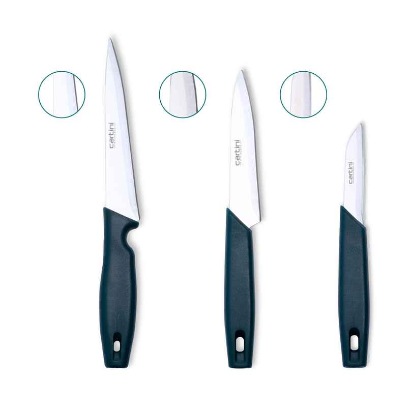 Godrej Cartini Creative Kitchen Knife (Pairing Knife, Easy Chopping Knife,Fine Dicing Knife) - Teal Godrej Cartini Creative Kitchen Knife (Pairing Knife, Easy Chopping Knife,Fine Dicing Knife) - Teal