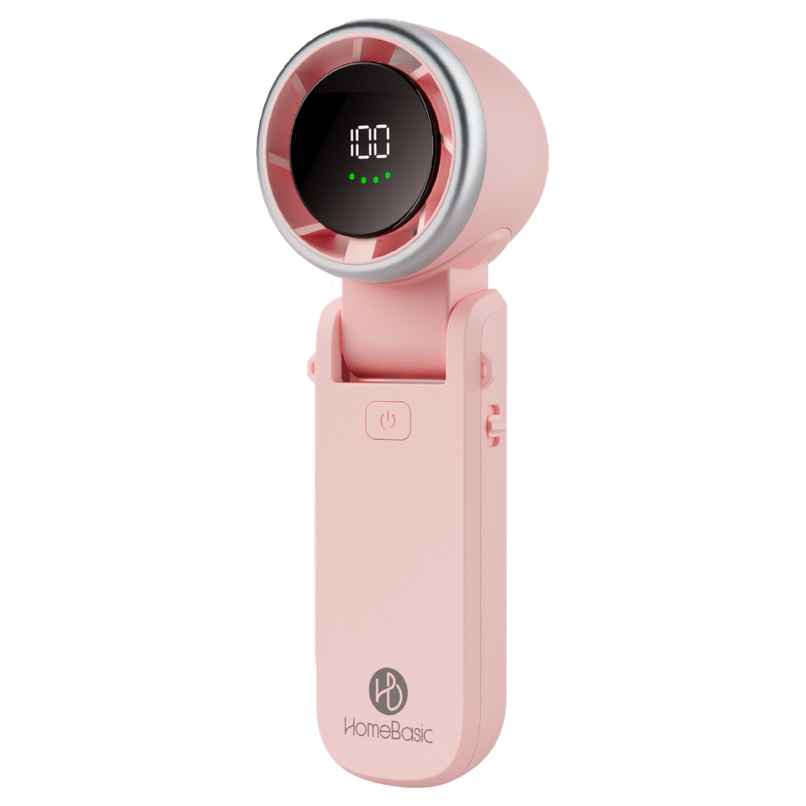 Homebasic Turbo Frost Mini USB Portable Fan,13000RPM,100 Speeds,Rechargeable, Digital Display, Pink