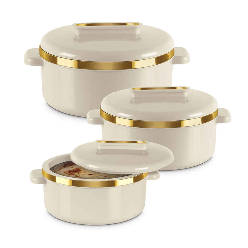 Milton Curve Inner Stainless Steel Casserole Set of 3 Ivory Milton Curve Inner Stainless Steel Casserole Set of 3 Ivory