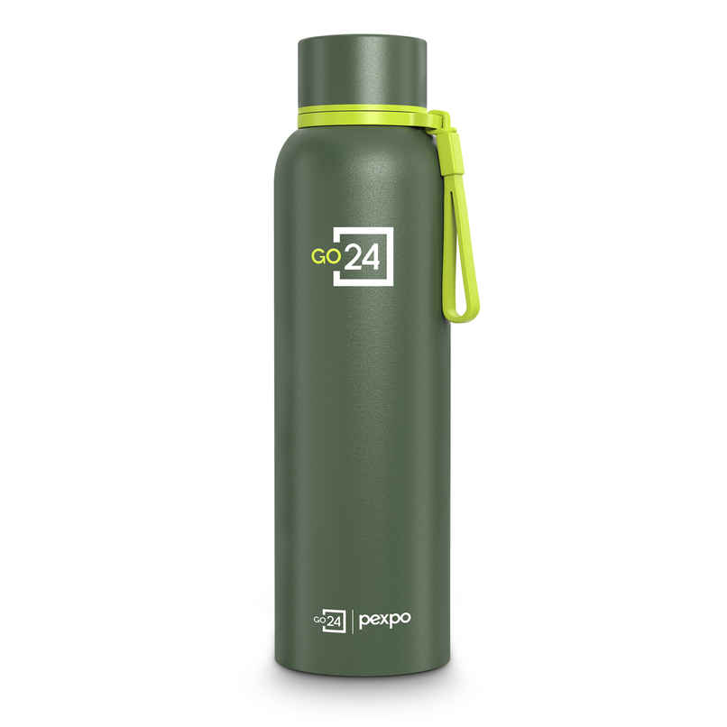 Pexpo Bravo Hot & Cold ISI Certified Insulated Thermosteel Water Bottle | Military Green | 1 L Pexpo Bravo Hot & Cold ISI Certified Insulated Thermosteel Water Bottle | Military Green | 1 L