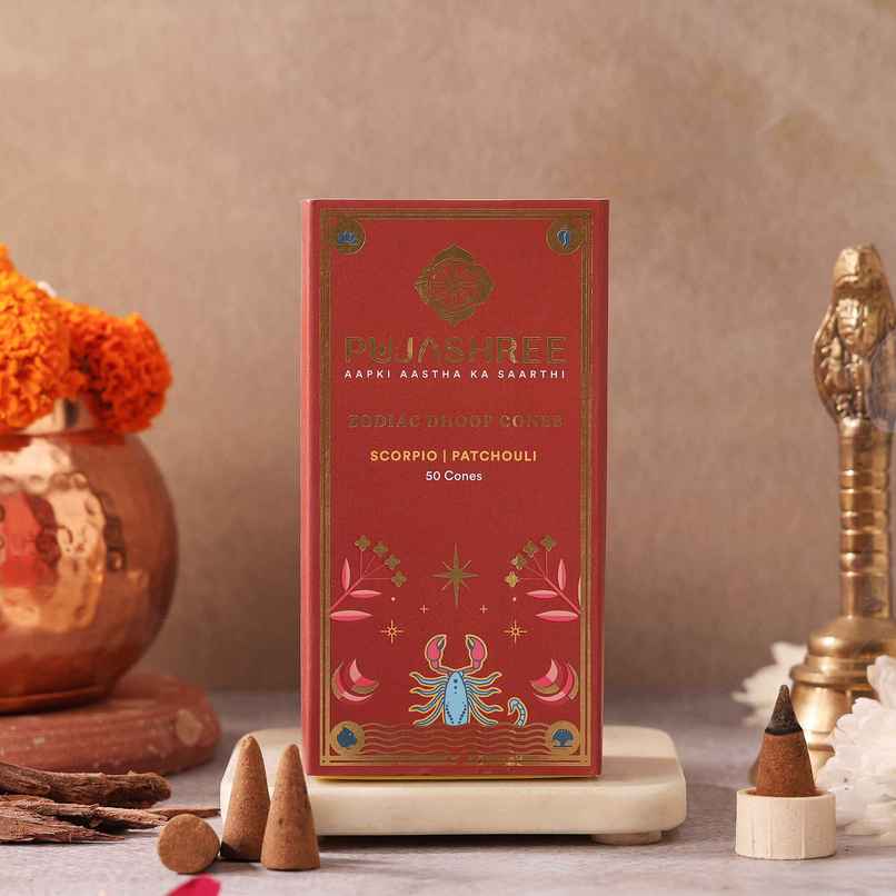 Pujashree Zodiac Dhoop Cones | Scorpio - Patchouli Pujashree Zodiac Dhoop Cones | Scorpio - Patchouli