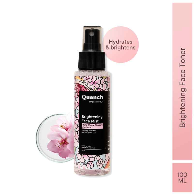 Quench Brightening Korean Face Mist with Cherry Blossom & Pearl Extracts Instantly Hydrates & Brightens Quench Brightening Korean Face Mist with Cherry Blossom & Pearl Extracts Instantly Hydrates & Brightens