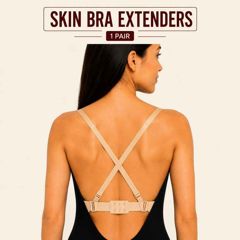Secrets By ZeroKaata Women's Adjustable Bra Converter | 2-Hook Bra Extender Strap | Skin | Free Size Secrets By ZeroKaata Women's Adjustable Bra Converter | 2-Hook Bra Extender Strap | Skin | Free Size