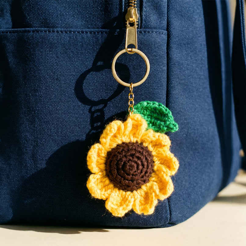Kyari Handmade Crochet Sunflower Keychain