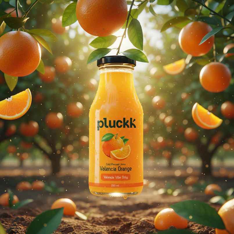 Pluckk Cold Pressed Extracted Valencia Orange Juice | No Preservatives | No Added Sugar