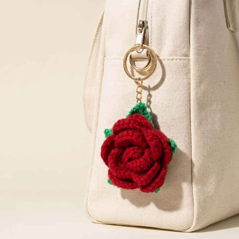 Kyari Handmade Crochet Rose Keychain Kyari Handmade Crochet Rose Keychain