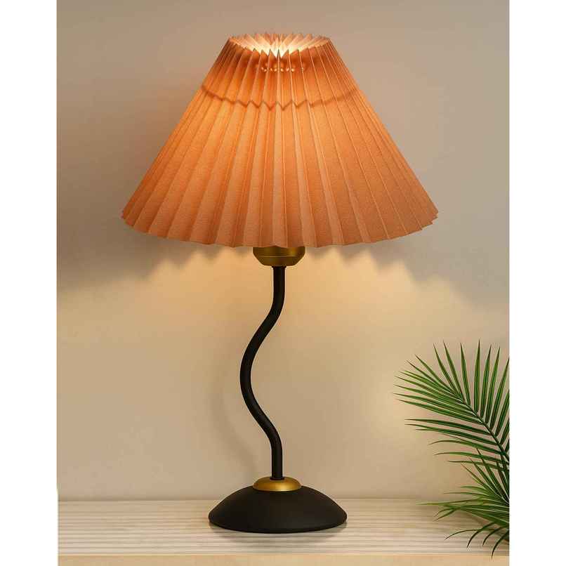 Homesake Matt Black Twister Metal Bedside Lamp | Pleated Jute Shade | Modern Table Light Homesake Matt Black Twister Metal Bedside Lamp | Pleated Jute Shade | Modern Table Light