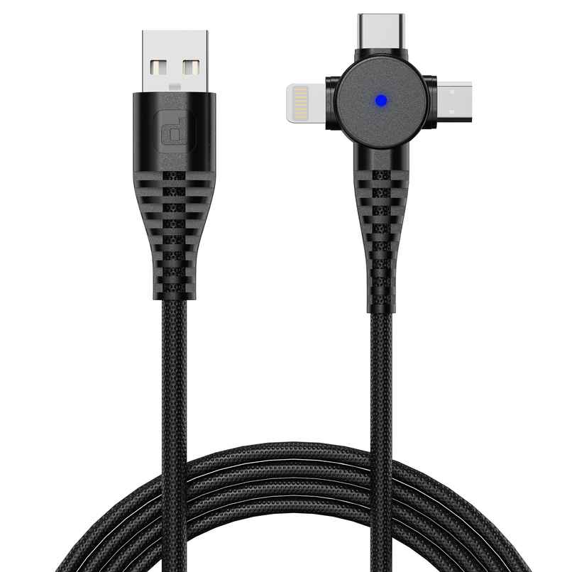 Dubstep Blaze Trinity 50W 3 In 1 Fast Charging Multipurpose Cable (Type-C + Micro + Type-L, Black) Dubstep Blaze Trinity 50W 3 In 1 Fast Charging Multipurpose Cable (Type-C + Micro + Type-L, Black)
