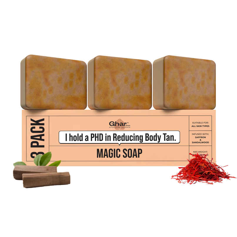 Ghar Soaps Magic Soap Sandal Wood And Saffron For Detan And Glowing Brightening Skin