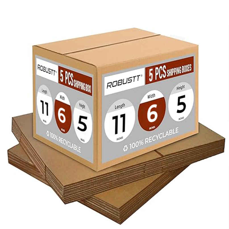 Robustt Ply Cardboard Boxes for Packaging | Brown - 11 x 6 x 5 in