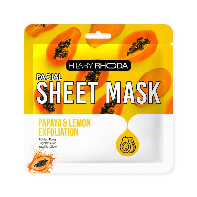 Hilary Rhoda Papaya & Lemon Exfoliation Sheet Mask | Facial Sheet Mask with Serum | Tightens Pores