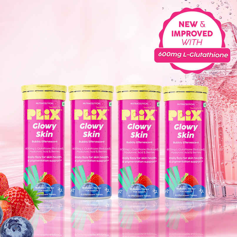 Plix The Plant Fix Glowy Skin Strawberry Flavour Glutathione Effervescent Tablets Plix The Plant Fix Glowy Skin Strawberry Flavour Glutathione Effervescent Tablets
