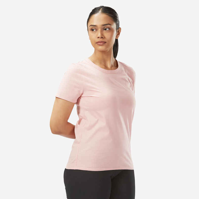 Decathlon Domyos Women's Cotton Activewear T-shirt | Light Pink | S Decathlon Domyos Women's Cotton Activewear T-shirt | Light Pink | S
