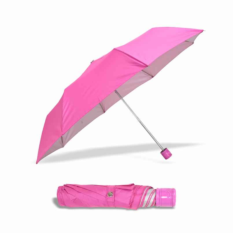 Fendo Aura 3 Fold Hand Open 21.5 Inch Sun & Rainproof Regular Umbrella For Men & Women | Rani Pink Fendo Aura 3 Fold Hand Open 21.5 Inch Sun & Rainproof Regular Umbrella For Men & Women | Rani Pink