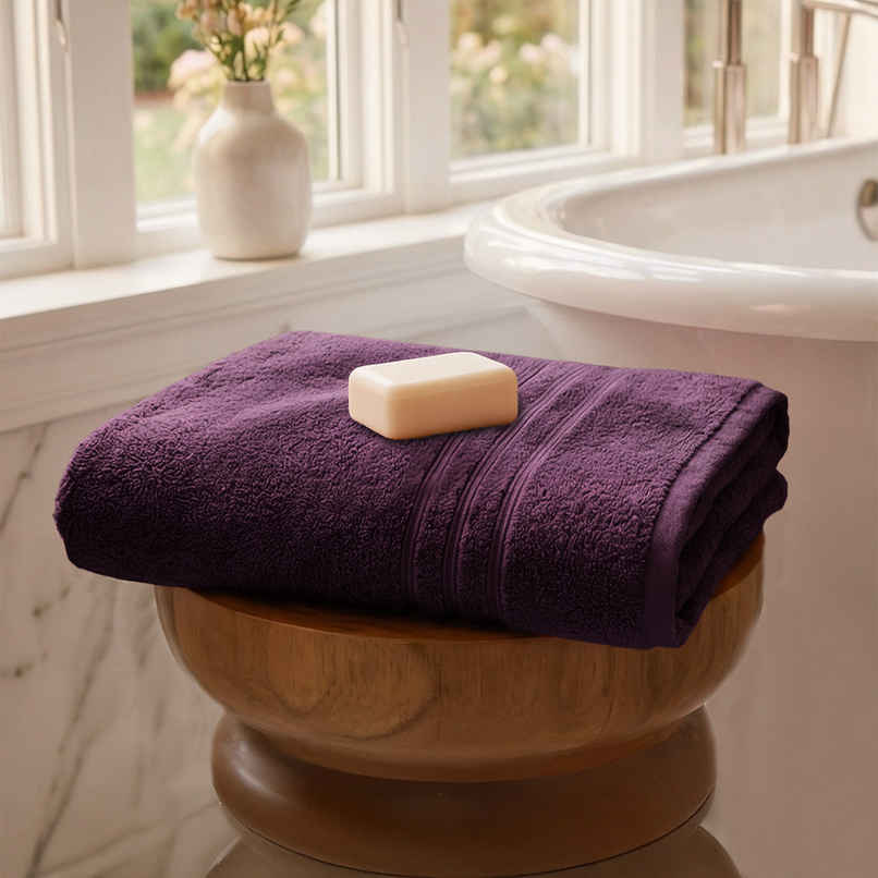 Home Elegance by My Trident Comfort Living Cotton Bath Towel | 28 in x 55 in | Black Current Home Elegance by My Trident Comfort Living Cotton Bath Towel | 28 in x 55 in | Black Current