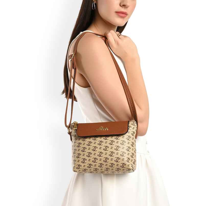 Lavie Women's Mono Ll Rio Flap Crossbody Sling Bag | Ladies Purse Handbag | Taupe