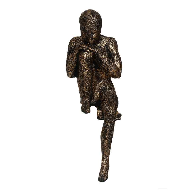 eCraftIndia Brown Resin Man Statue Sitting In Thinking Position Showpiece eCraftIndia Brown Resin Man Statue Sitting In Thinking Position Showpiece