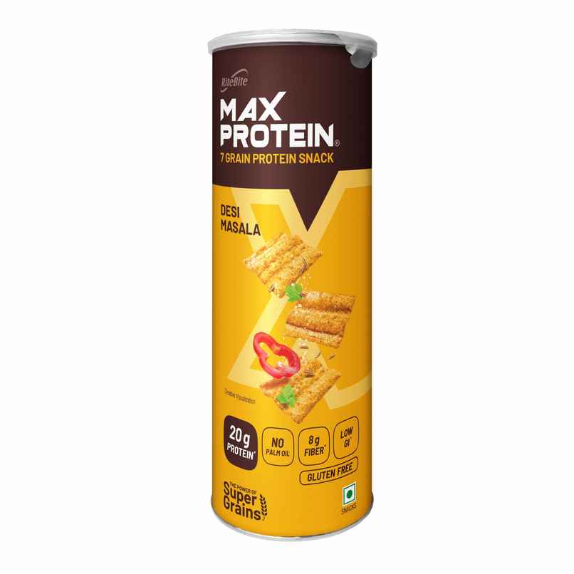 RiteBite Max Protein Desi Masala Multigrain Protein Chips | 20g Protein | 8g Fiber | Gluten Free