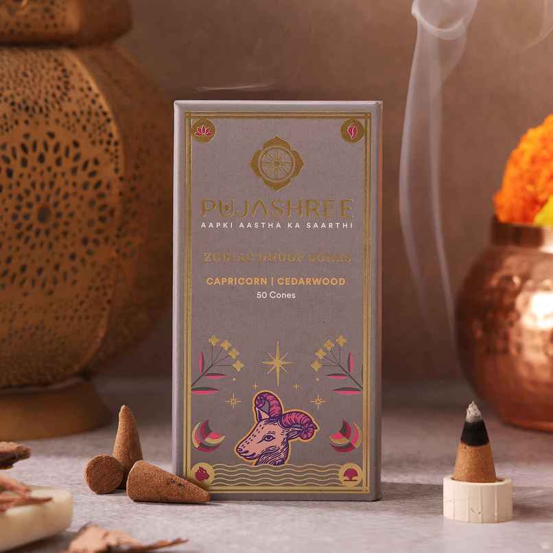 Pujashree Zodiac Dhoop Cones | Capricorn - Cedarwood Pujashree Zodiac Dhoop Cones | Capricorn - Cedarwood