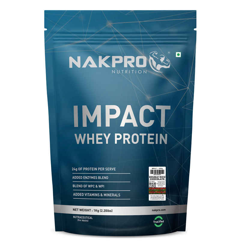 NAKPRO Impact Whey Protein blend |Isolate & Concentrate|Trustified Certified | Double Rich Chocolate