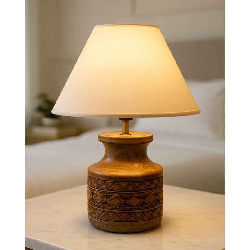 Homesake Wood Table Lamp | Modern Base Fabric Lampshade | Home Office Cafe Restaurant |Beige Homesake Wood Table Lamp | Modern Base Fabric Lampshade | Home Office Cafe Restaurant |Beige