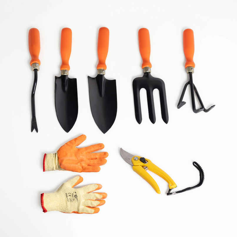 Ugaoo Gardening Tools Kit | Cultivator, Fork, Trowels, Weeder, Garden Gloves, Pruner Cutter