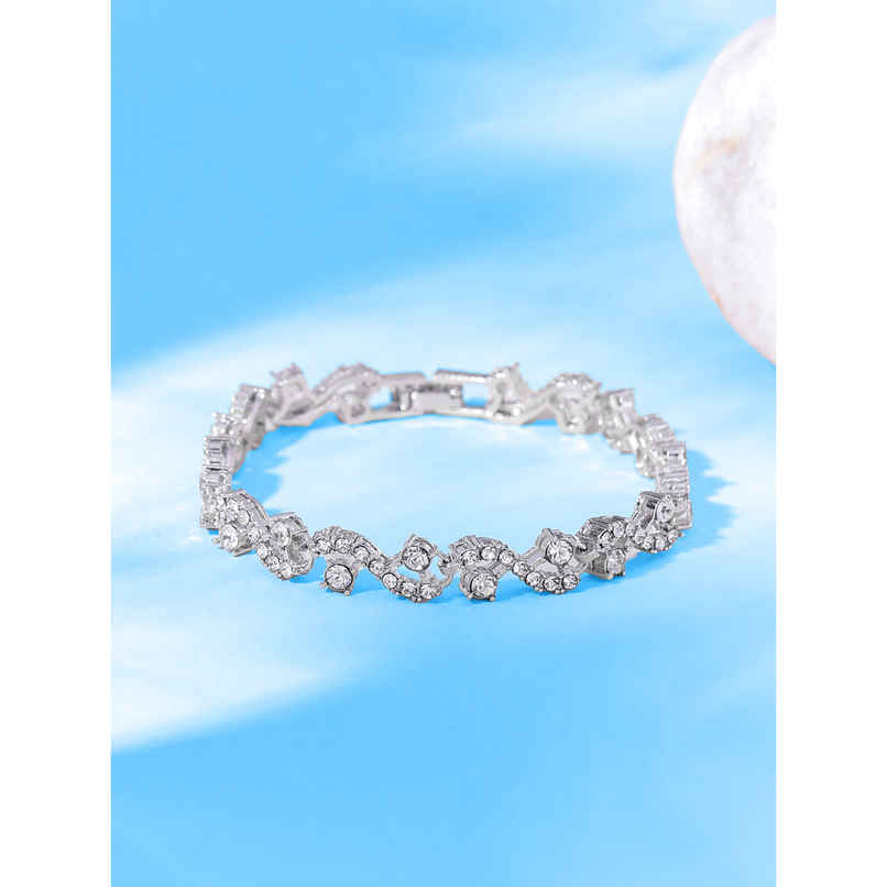 Yellow Chimes Women Crystal Bracelets | Silver Toned | CZ Crystals