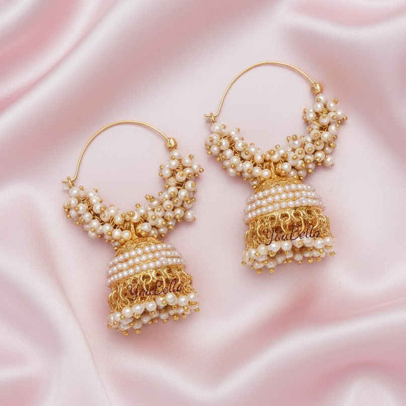 YouBella Fashion Jewellery Gold Plated Pearl Jhumka Earings for Women Traditional Earrings