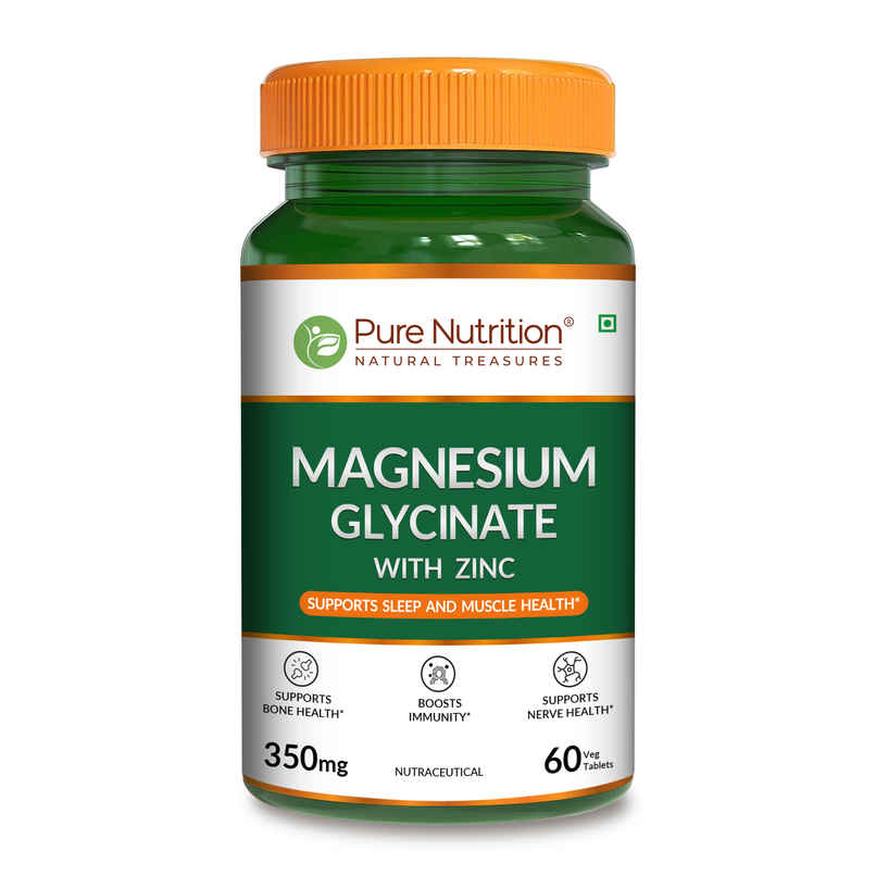 Pure Nutrition Magnesium Glycinate + Zinc | Sleep & Muscle Recovery | 60 Tabs Pure Nutrition Magnesium Glycinate + Zinc | Sleep & Muscle Recovery | 60 Tabs