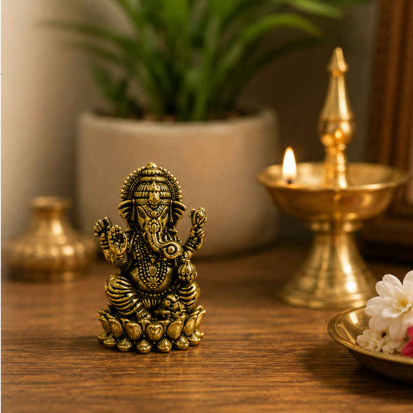 Pure Brass Ganesha Idol | Estoria Collective Pure Brass Ganesha Idol | Estoria Collective