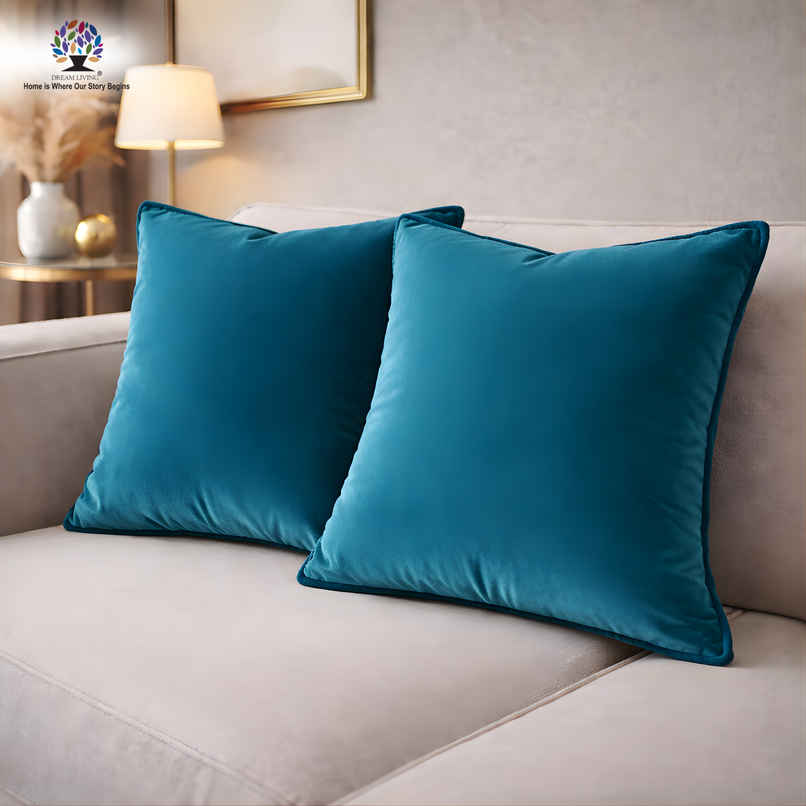 Dream Living Solid Cushion Covers Velvet Decorative Cushion Cover 40x40 cm | Set of 2 | Teal Green