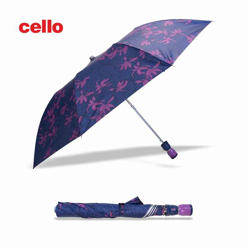 Cello Dew Drop 24.5 Inch 2 Fold Mix Print Silver Umbrella | Green