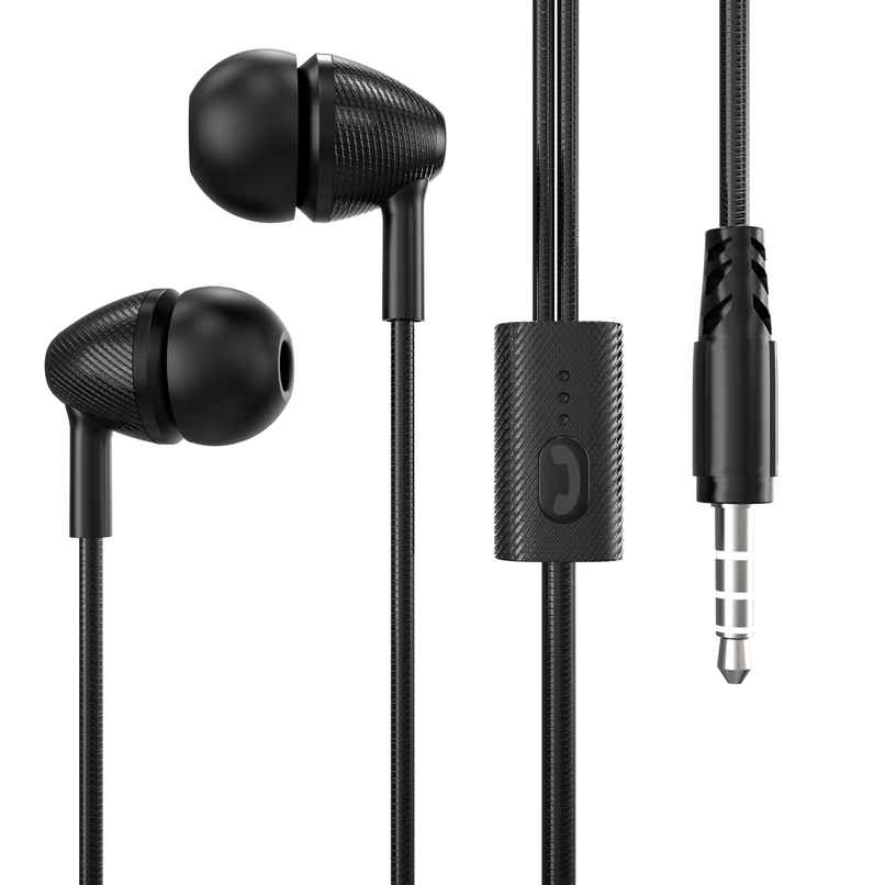 Sounce Wired Earphones | Clear Sound, Comfortable Fit, 3.5mm Jack, Tangle-Free Cable | Black