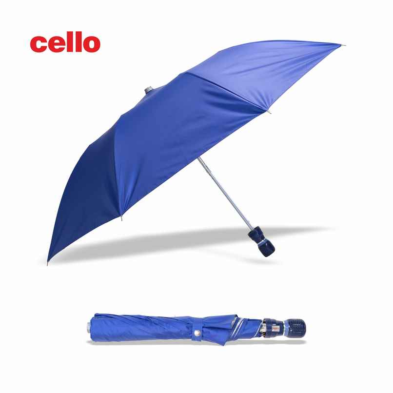 Cello Varsha 21 Inch 2 Fold Mix Mono Silver Umbrella | Royal Blue