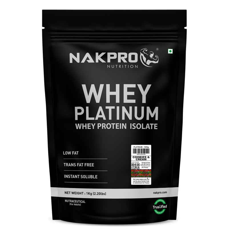 Nakpro Platinum Whey Protein Isolate |Trustified Certified | Cookies & Cream Nakpro Platinum Whey Protein Isolate |Trustified Certified | Cookies & Cream