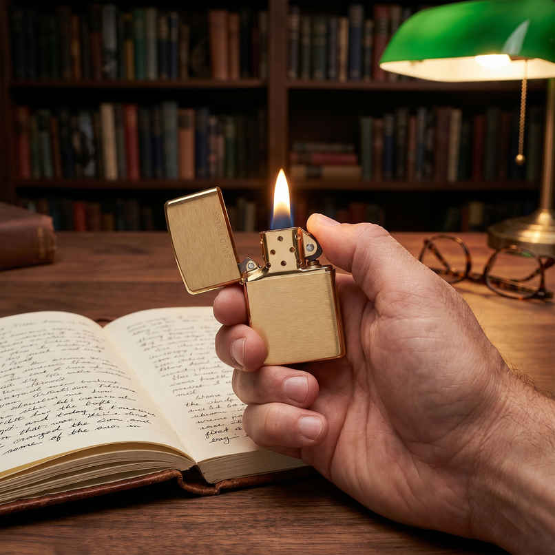 Zippo Classic Brushed Solid Brass Windproof Pocket Lighter