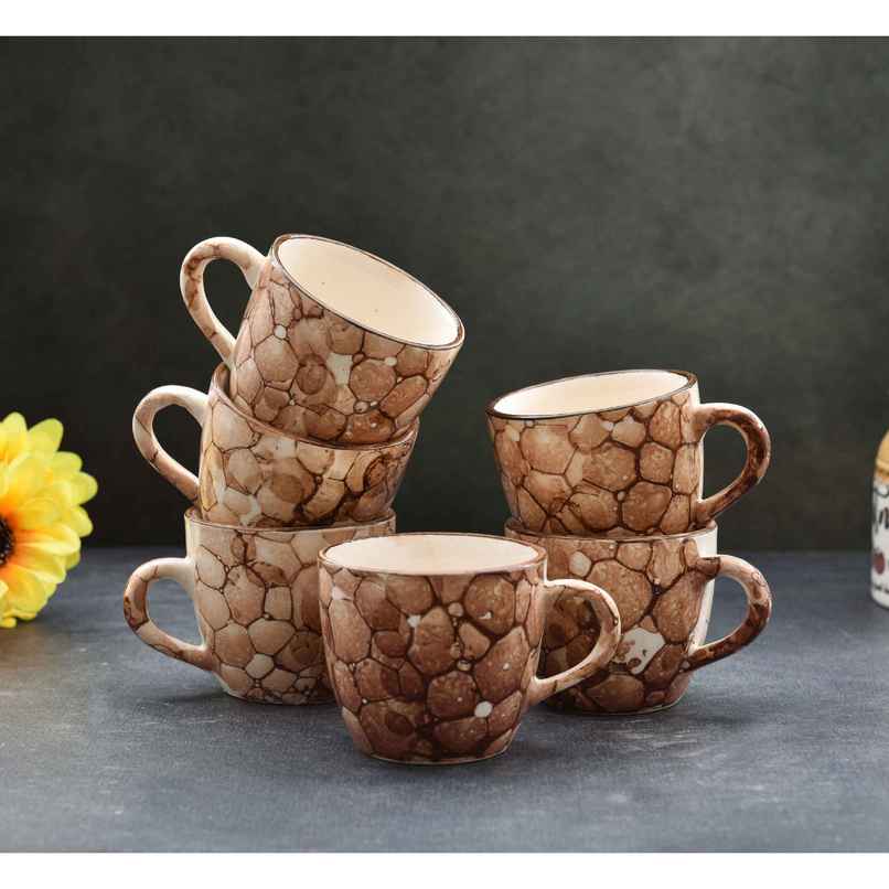 OGGN Mud & Moss Ceramic Tea and Coffee Cups | Set of 6 - 140 ml