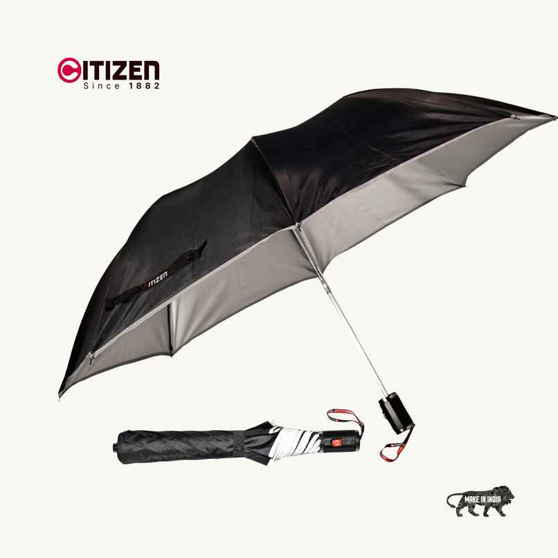 Citizen Umbrella with Reflective Piping Black , silver | 24. 5 Inch | 2 Fold Citizen Umbrella with Reflective Piping Black , silver | 24. 5 Inch | 2 Fold