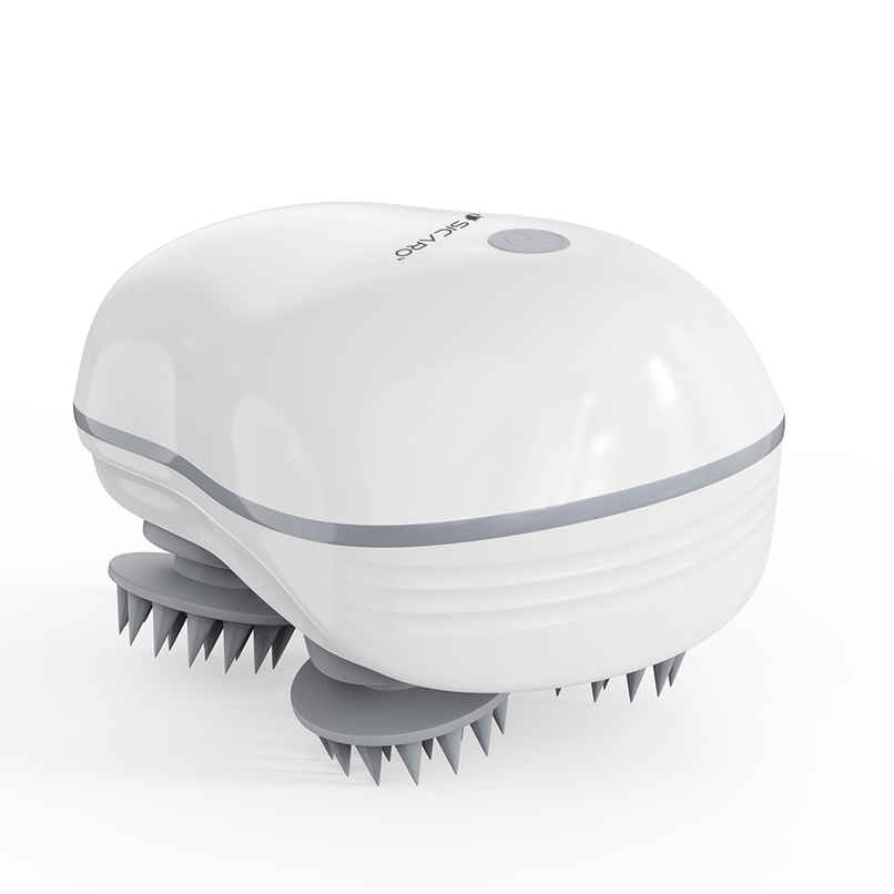 Sicaro RP202 Relax Pro Rechargeable Scalp and Body Massager | 360 Degree Deep Massage Bristles | White
