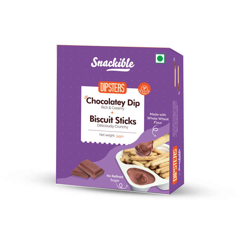 Snackible Biscuit Sticks | With Chocolatey Dip | Made With Jaggery