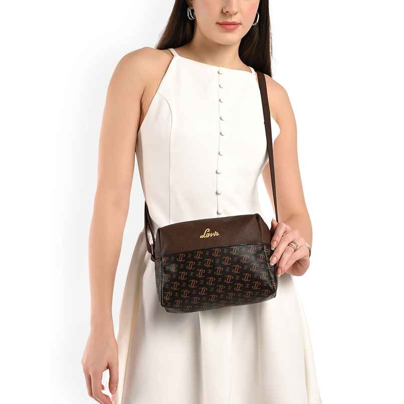 Lavie Women's Mono Ll Senna Box Crossbody Sling Bag | Ladies Purse Handbag | Brown