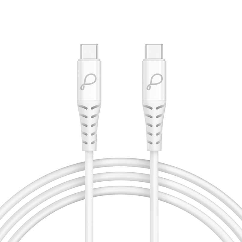 Pebble PBCC30 30W Type-C to Type-C Cable | Fast Charging, Braided, 1 M & High-Speed Data Sync - White