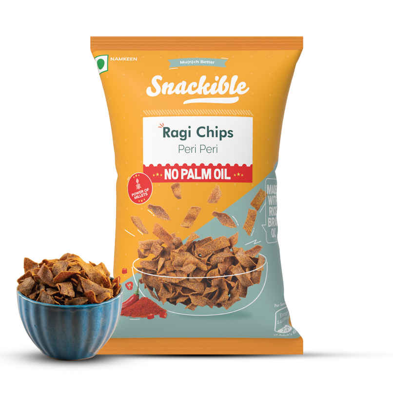 Snackible Peri Peri Ragi Chips - High Fibre, No Palm Oil Snackible Peri Peri Ragi Chips - High Fibre, No Palm Oil