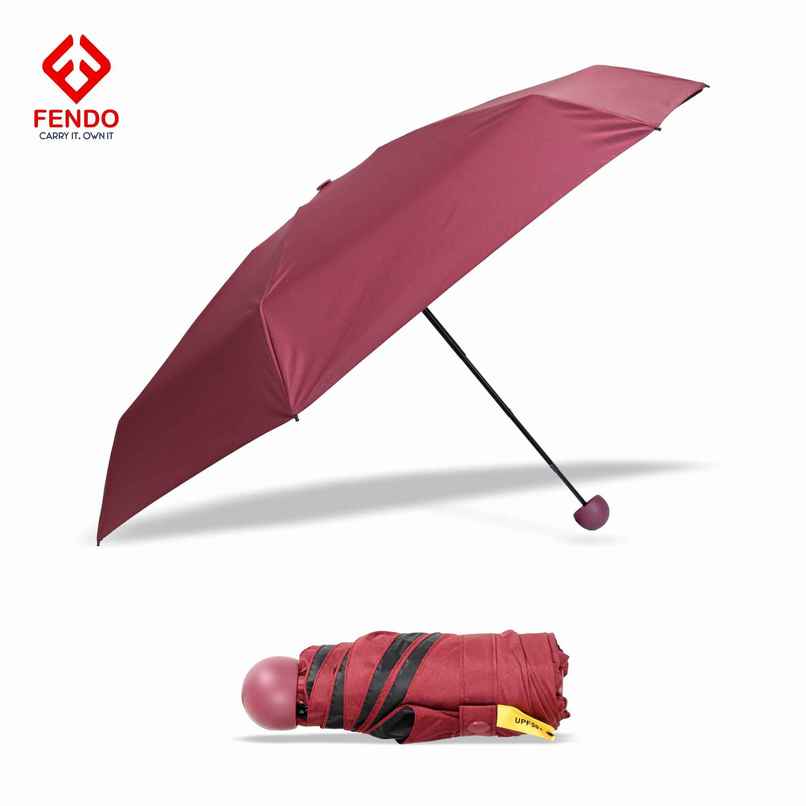 Fendo Capsule Umbrella With Cover | Maroon | 19 Inch | 5 Fold